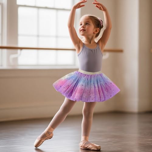 Revkokmx Girls Layered Rainbow Tutu Skirt Dance Dress Ruffle Tiered Clubwear (US, Age, 3-5 Years, Light Purple) - Image 5
