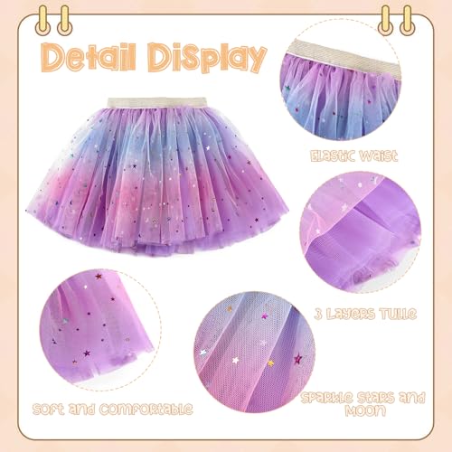 Revkokmx Girls Layered Rainbow Tutu Skirt Dance Dress Ruffle Tiered Clubwear (US, Age, 3-5 Years, Light Purple) - Image 4