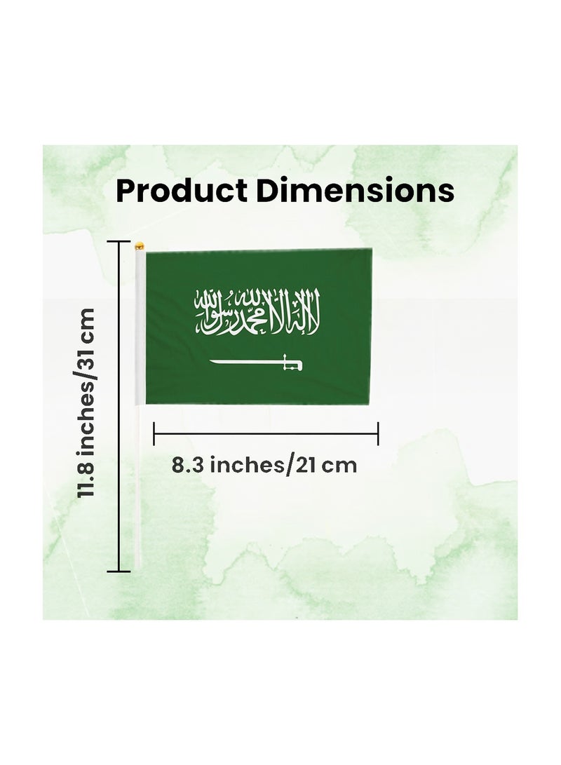 ماركة غير محددة أعلام يدوية صغيرة لليوم الوطني السعودي، أعلام صغيرة محمولة باليد، هدايا تذكارية رائعة وهدايا الحفلات، أعلام محمولة للأطفال والكبار، زينة أعلام البلاد، أحداث المهرجانات  - Image 5