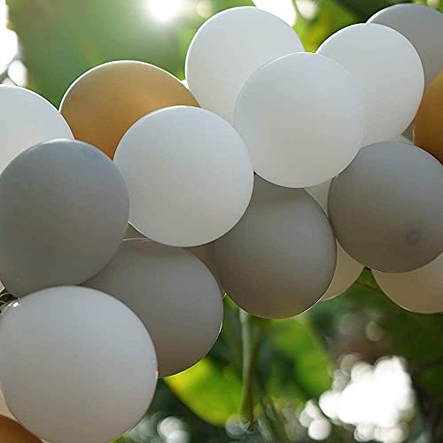 Lazybeee Latex Balloon Garland Arch Kit, Party Decorations Balloon Set Supplies, Matte white & Gray & Chrome Metallic Gold Balloons for Wedding Birthday Bridal Engagement (White and Grey ) -119Pcs - Image 4