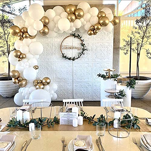 Lazybeee Latex Balloon Garland Arch Kit, Party Decorations Balloon Set Supplies, Matte white & Gray & Chrome Metallic Gold Balloons for Wedding Birthday Bridal Engagement (White and Grey ) -119Pcs - Image 3