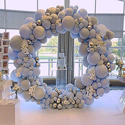Lazybeee Latex Balloon Garland Arch Kit, Party Decorations Balloon Set Supplies, Matte white & Gray & Chrome Metallic Gold Balloons for Wedding Birthday Bridal Engagement (White and Grey ) -119Pcs - Image 5