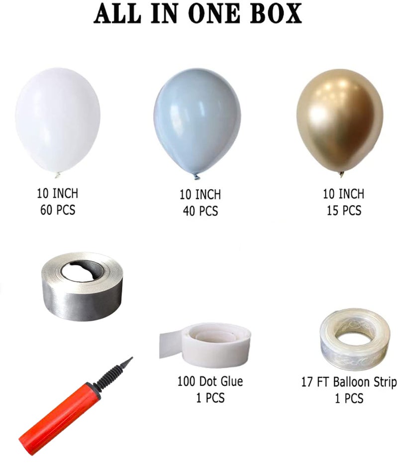 Lazybeee Latex Balloon Garland Arch Kit, Party Decorations Balloon Set Supplies, Matte white & Gray & Chrome Metallic Gold Balloons for Wedding Birthday Bridal Engagement (White and Grey ) -119Pcs - Image 2