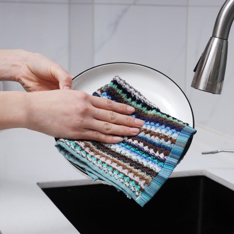 Oeleky Kitchen Dishcloths for Washing Dishes, Ultra Absorbent Dish Rags, Cotton Cleaning Cloths Pack of 8, 12x12 Inches - Image 3