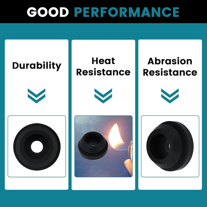 Aifeier ET مجموعة من 10 قطع من مشابك سطح موقد الريف (RV Stove Top Grommets) من ، مصنوعة من المطاط الأسود، مثالية لأغطية الغاز لمواقد MagicChef ومواقد الخشب، تساعد في تقليل الخدوش بشكل فعال. - Image 3