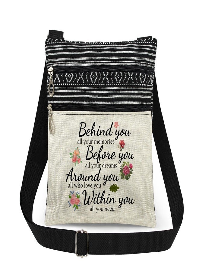 XiaoGalaee Inspirational Quote Crossbody Bag Uplifting Words about Memories Dreams and Love with Floral Design Purse Women Adjustable Strap Messenger Bag Encouraging Gift for Sister or Friend - Image 1