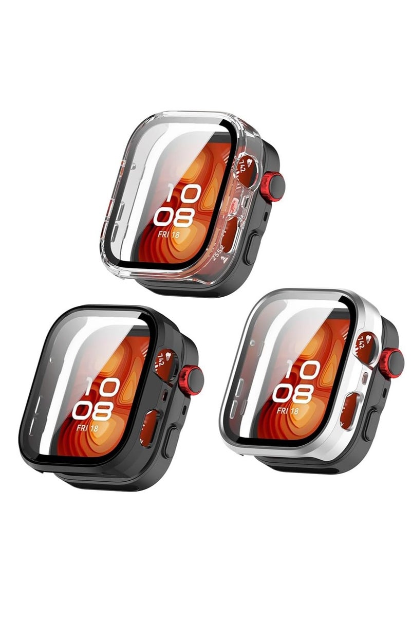 Smartwatch Screen Protector Case Compatible for Huawei Watch Fit 4, Ultra High Glossy Full Screen Coverage Protective Hard PC Cases (Pack of 3) (for Huawei Watch Fit 4)