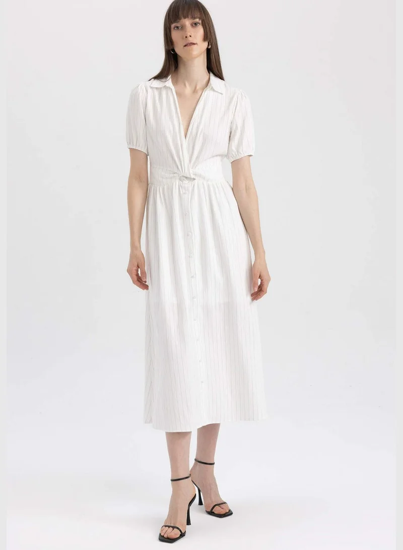 DeFacto Striped Button-Down Dress