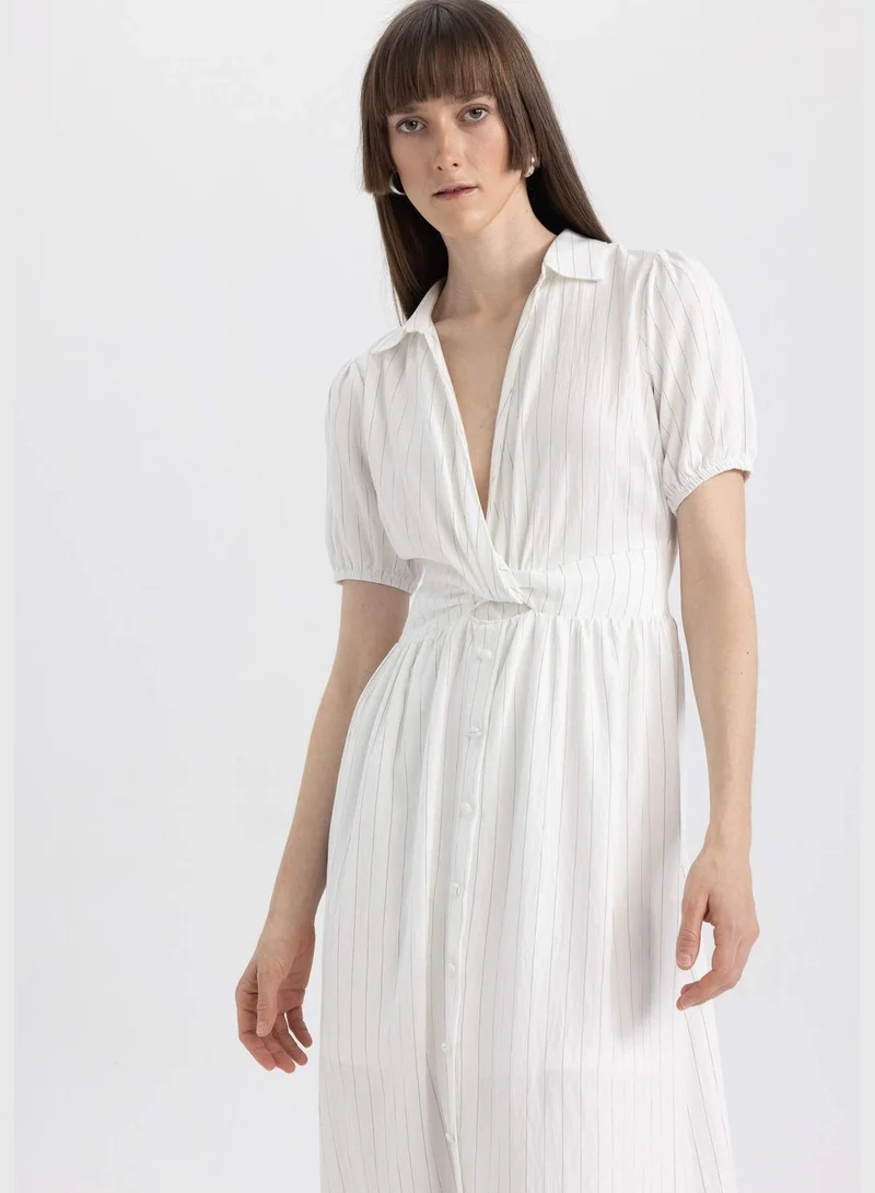 DeFacto Striped Button-Down Dress