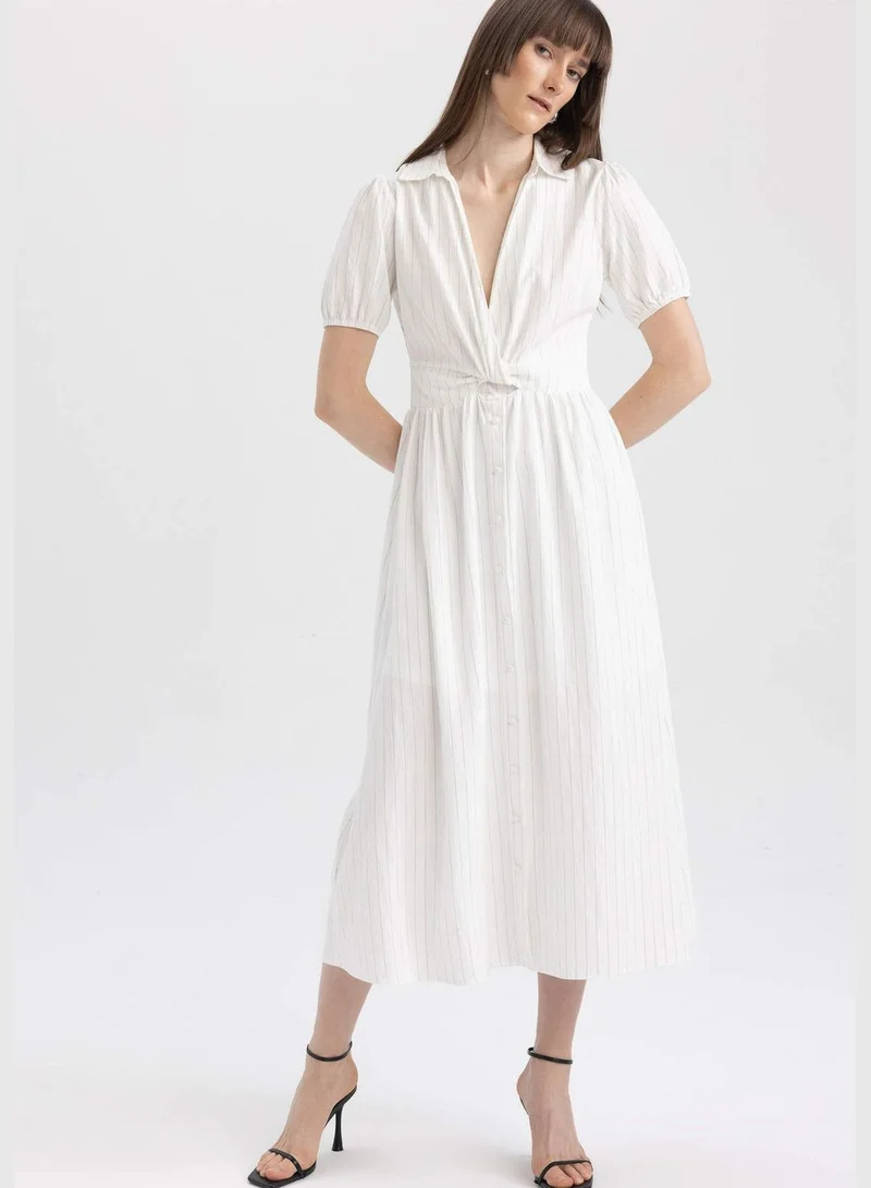 DeFacto Striped Button-Down Dress