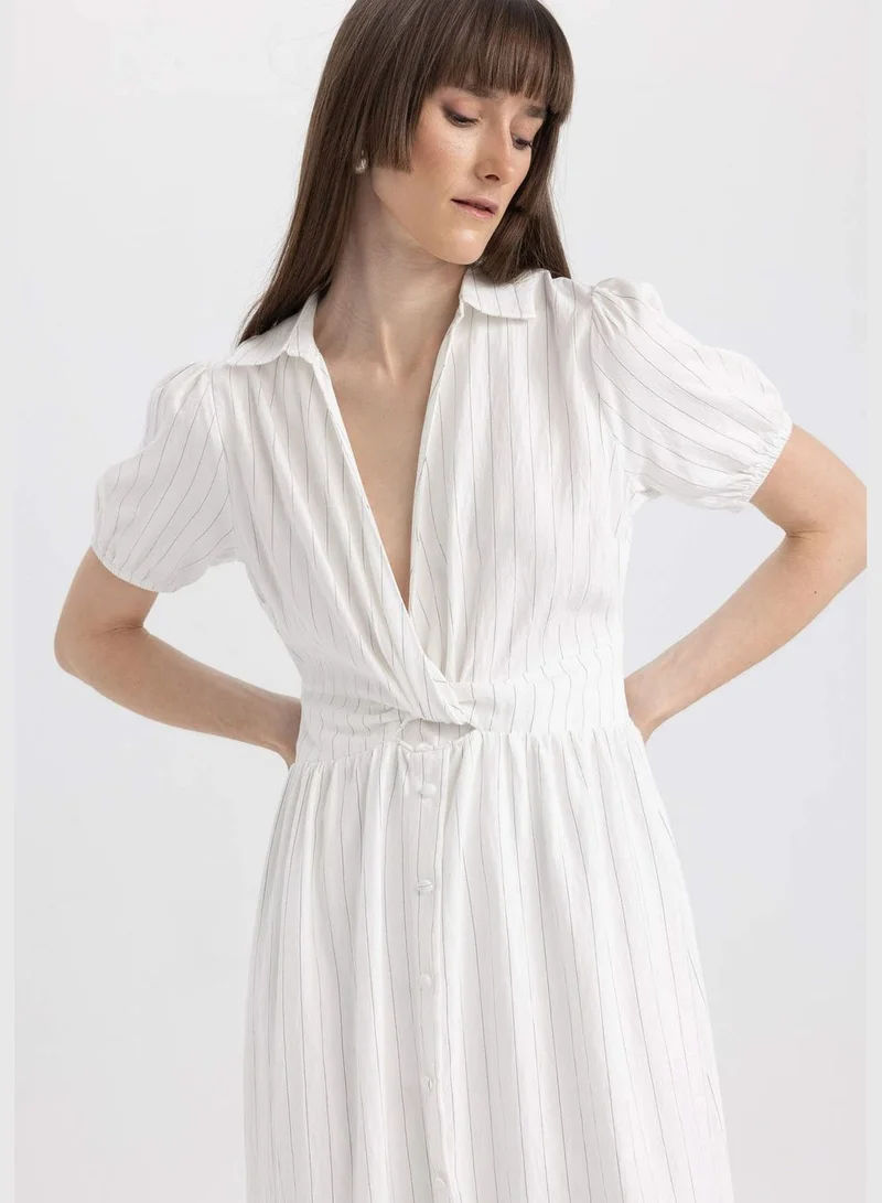 DeFacto Striped Button-Down Dress