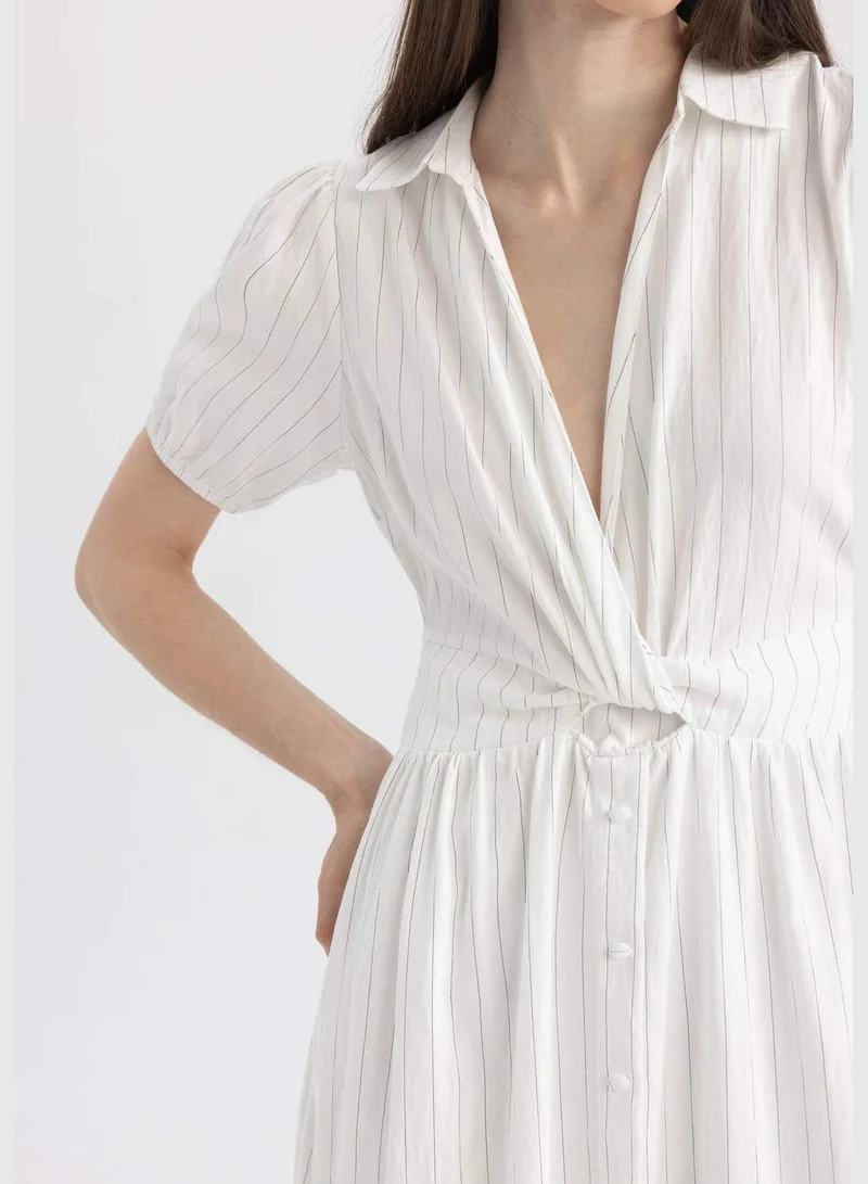 DeFacto Striped Button-Down Dress