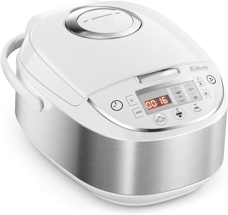 فيلر ألمانيا RC33 طباخ أرز رقمي 3 لتر (سعة 1 لتر أرز) – طباخ متعدد 11 في 1، شاشة LED، قدر بخار، مؤقت ووعاء غير لاصق – طباخ كهربائي (أبيض) - ضمان سنتين - النسخة السعودية - Image 1