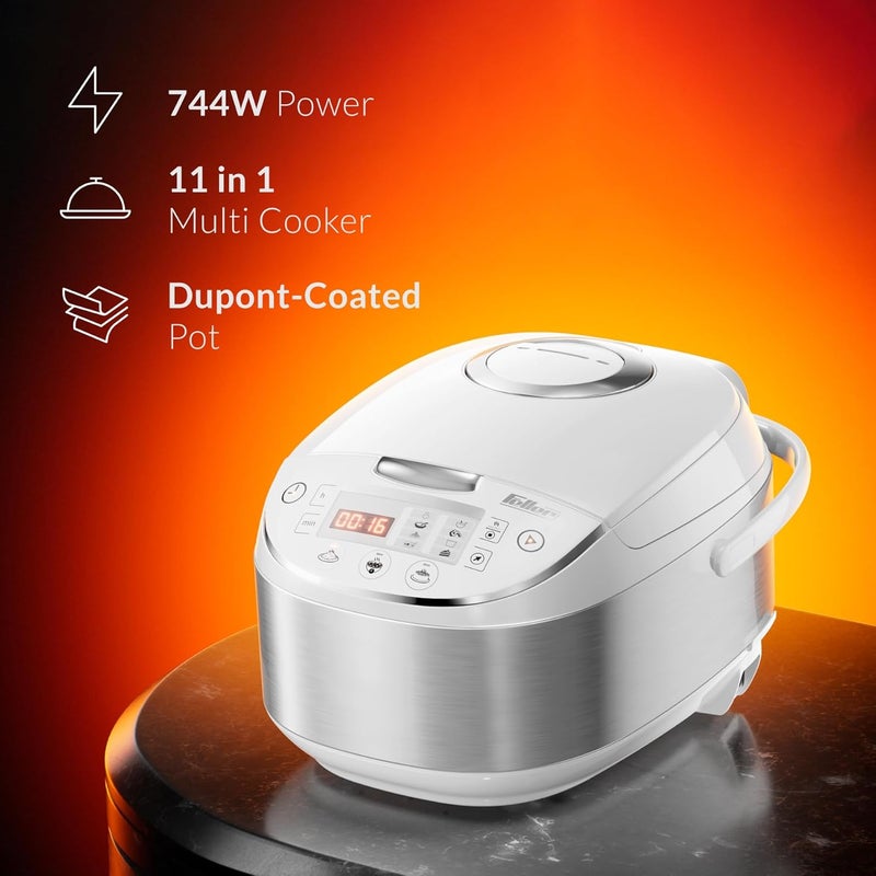 فيلر ألمانيا RC33 طباخ أرز رقمي 3 لتر (سعة 1 لتر أرز) – طباخ متعدد 11 في 1، شاشة LED، قدر بخار، مؤقت ووعاء غير لاصق – طباخ كهربائي (أبيض) - ضمان سنتين - النسخة السعودية - Image 2