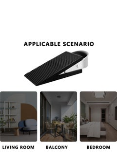 Generic Heavy Duty Door Stopper, Rubber Wedge,304 Stainless Steel Security Door Stops,Suitable for All Floor Surfaces, with Hangers for Easy Storage (1, Black)  - Image 2
