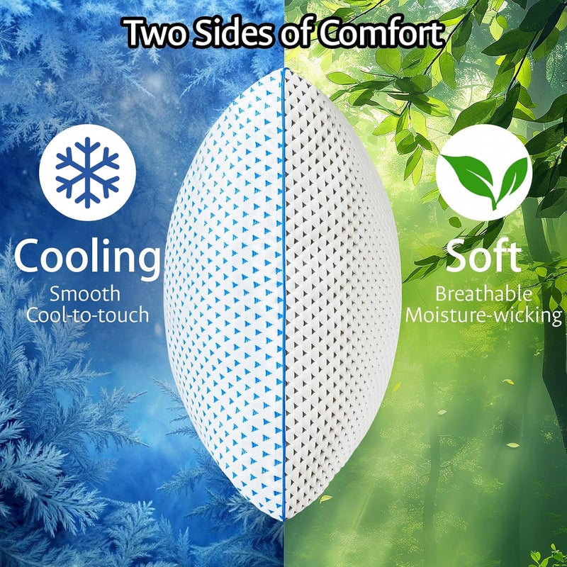 fulocean Cooling Gel Memory Foam Pillows Queen Size Set of 2 for Sleeping,Bamboo Rayon Adjustable Firm Shredded Foam Bed Pillows 2 Pack for Side, Back, Stomach Sleepers Luxury Washable Breathable Pillowcase - Image 5
