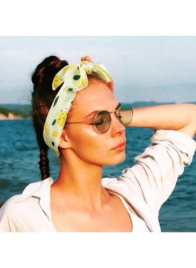GERINLY Erinly Lemon Print Neck Choker Scarf Korea Style Ponytail Scarf For Beach Fresh Handbag Bow Accessory  - Image 4