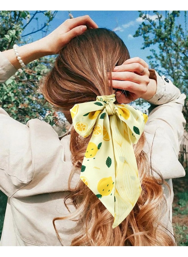 GERINLY Erinly Lemon Print Neck Choker Scarf Korea Style Ponytail Scarf For Beach Fresh Handbag Bow Accessory  - Image 3