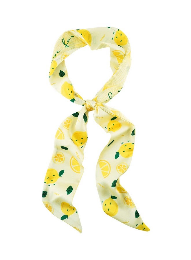 GERINLY Erinly Lemon Print Neck Choker Scarf Korea Style Ponytail Scarf For Beach Fresh Handbag Bow Accessory  - Image 2