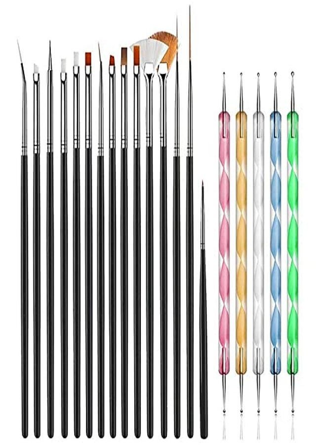 20Pcs Nail Art Design Tools, 15Pcs Painting Brushes Set With 5Pcs Dotting Pens, Black ? - pzsku/Z1DDFC7D1A1E9674B596AZ/45/_/1646489443/1c2cfbbc-d6b5-4ee5-9a3e-f8d204fa51e1