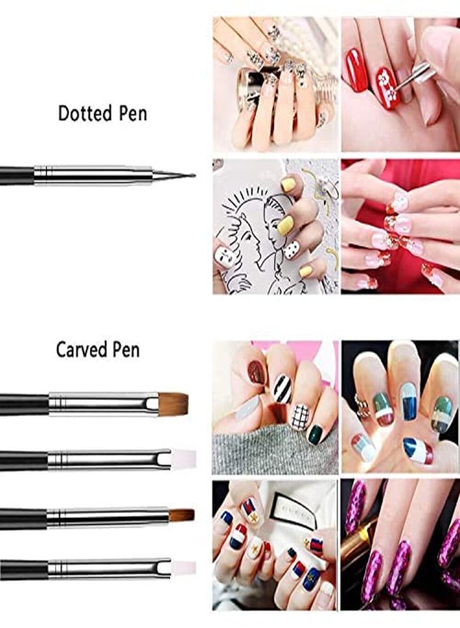 JOYJULY 20Pcs Nail Art Design Tools, 15Pcs Painting Brushes Set With 5Pcs Dotting Pens, Black ?  - Image 4