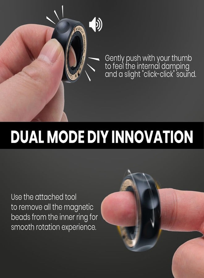 Anbee Fidget Spinnners Toy, EDC Metal Fidget Ring for Adults, ADHD & Anxiety Autism Stress Relief Cool Quiet Mechanical Wheel Toy (Black) - Image 3