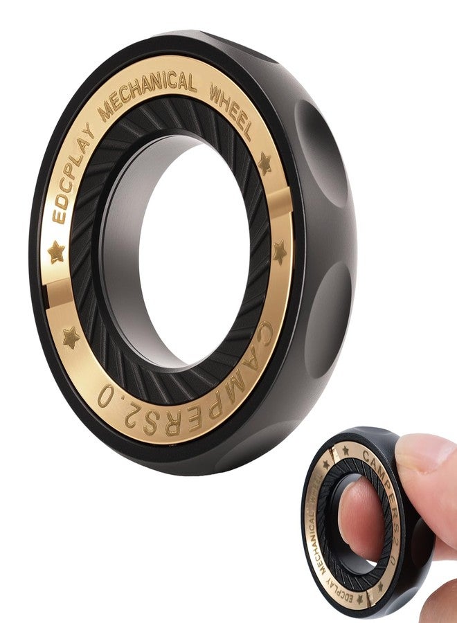 Anbee Fidget Spinnners Toy, EDC Metal Fidget Ring for Adults, ADHD & Anxiety Autism Stress Relief Cool Quiet Mechanical Wheel Toy (Black) - Image 1