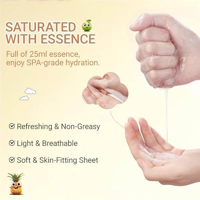 Erinde أقنعة وجه فواكه إيريندي 14 عبوة للعناية بالبشرة للأطفال، قناع وجه مرطب لجميع أنواع البشرة، قناع وجه بكميات كبيرة للعناية ببشرة النساء، هدايا حفلات عيد الميلاد للسبا للفتيات المراهقات - Image 5