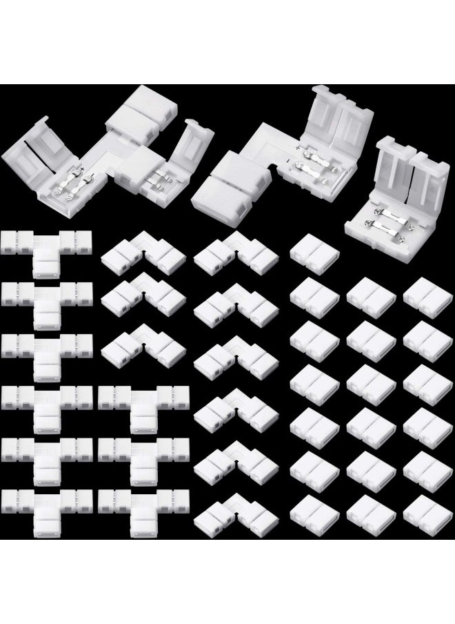 Mudder - 40 Pieces 2 Pin LED Strip Connectors Lights Connector T Shape L Shape Gapless Solderless Connectors LED Adapter Light Extension Connectors for 3528 2835 SMD RGB LED Strip Light 8 mm - Image 1