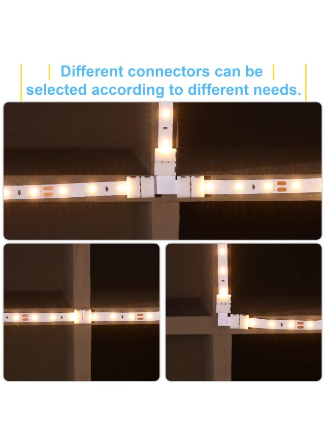 Mudder - 40 Pieces 2 Pin LED Strip Connectors Lights Connector T Shape L Shape Gapless Solderless Connectors LED Adapter Light Extension Connectors for 3528 2835 SMD RGB LED Strip Light 8 mm - Image 1