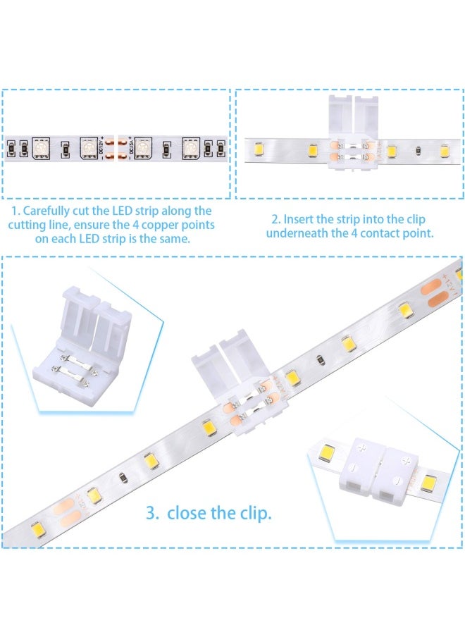 Mudder - 40 Pieces 2 Pin LED Strip Connectors Lights Connector T Shape L Shape Gapless Solderless Connectors LED Adapter Light Extension Connectors for 3528 2835 SMD RGB LED Strip Light 8 mm - Image 1