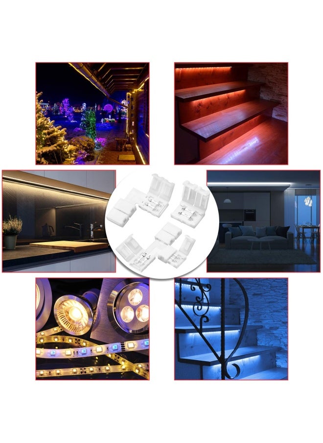 Mudder - 40 Pieces 2 Pin LED Strip Connectors Lights Connector T Shape L Shape Gapless Solderless Connectors LED Adapter Light Extension Connectors for 3528 2835 SMD RGB LED Strip Light 8 mm - Image 1