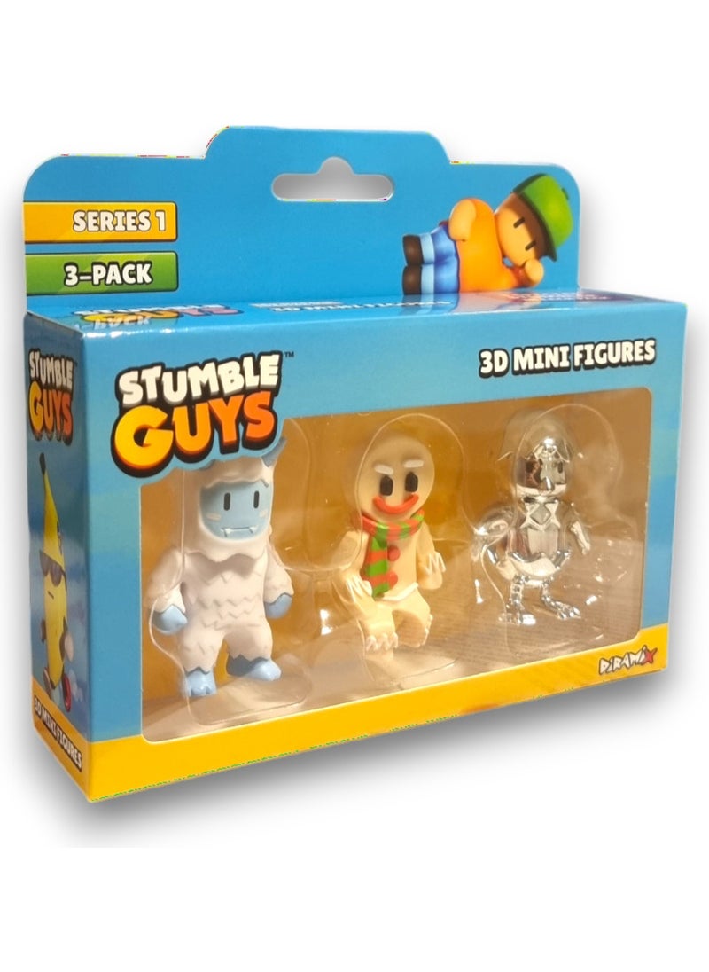 Toyfest - Stumble Guys Series 1 - 3D Mini 3 Figure Set - 3 Frost Yeti Gingerbread Hatchling - 5 cm - Image 1
