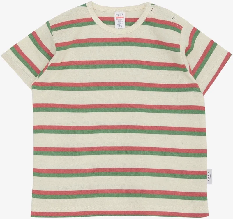 Breeze Boy's T-Shirt Patchwork Striped 1-4 Years, Cream