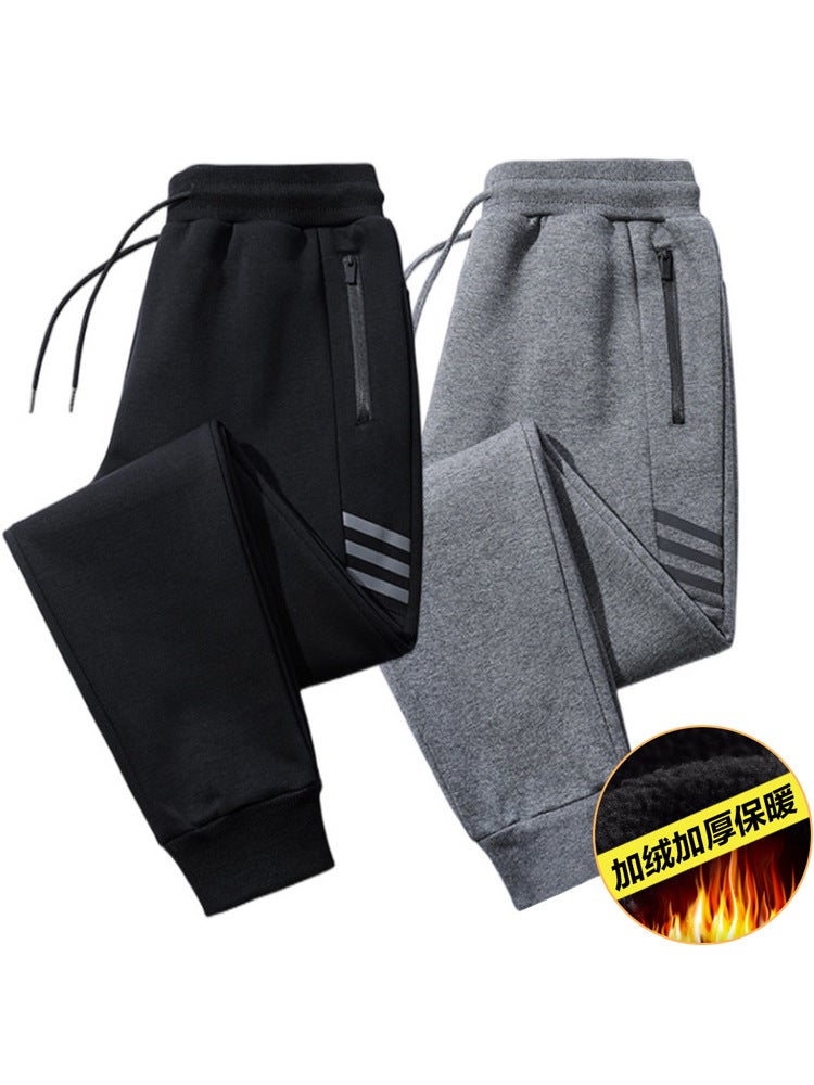 سروال رياضي شتوي للرجال سميك دافئ مبطن بالفليس واسع فضفاض مع ربط عند الكاحل مبيعات مباشرة من المصنع - Image 2