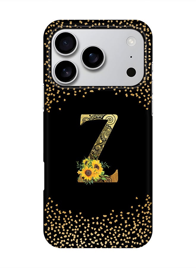 Stylizedd For iPhone 17 Pro,Case, [Compatible with MagSafe] Magnetic cover Slim fit Protection Matte, - Custom Floral Monogram - Z ( Black )