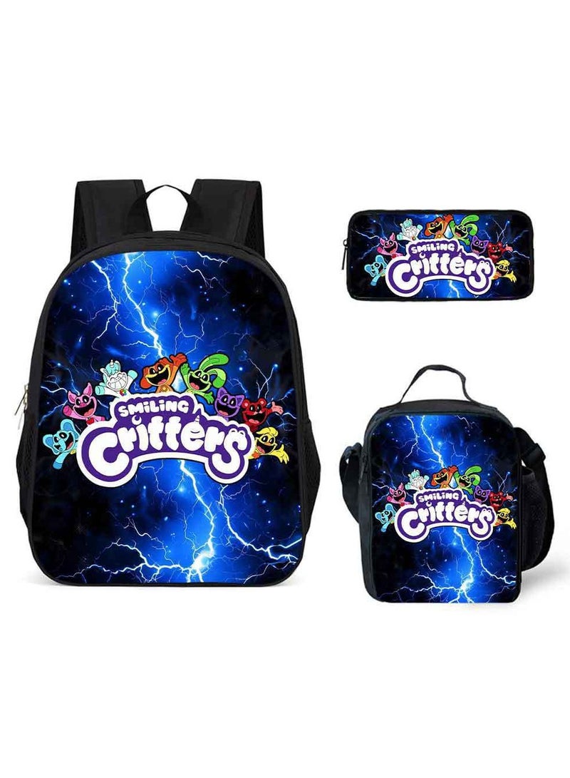 Smiling Schoolbag Three-Piece Set Cartoon Backpack  Small Animals 29*42*16cm
