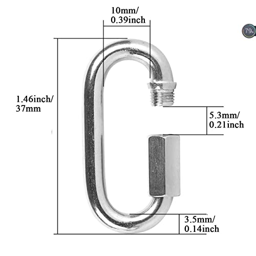 YETOOME 10 Pack 304 Stainless Steel M3.5 Chain Link, 1/8 Inch D Shape Locking Quick Chain Repair Links Pets Keychain for Outdoor Traveling Equipment - Image 2