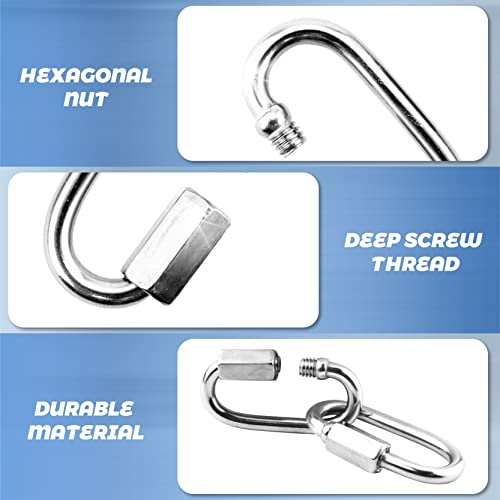 YETOOME 10 Pack 304 Stainless Steel M3.5 Chain Link, 1/8 Inch D Shape Locking Quick Chain Repair Links Pets Keychain for Outdoor Traveling Equipment - Image 4