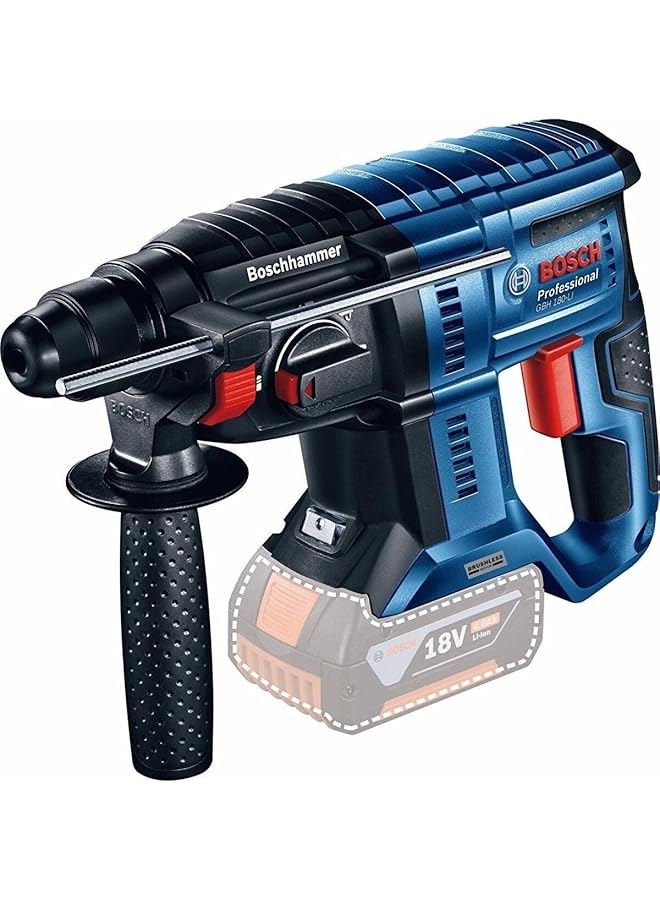 بوش مطرقة دوارة لاسلكية Gbh 180 مع SDS Plus مطرقة دوارة لاسلكية قوية في متناول اليد نظام تأثير قوي مع مطرقة 2.0 J 3 أوضاع للاستخدام المتنوع جهد البطارية 18.0 فولت - Image 1