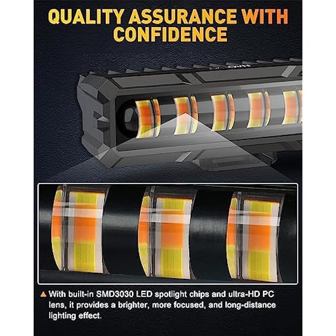 NAOEVO 6In Led Light Bar 50W 2300Lm Lens Spot Lights Led Fog Lights  Led Offroad Lights For TrucksCarsJeepBoat 2 Pcs WhiteAmberWhiteAmber - Image 3