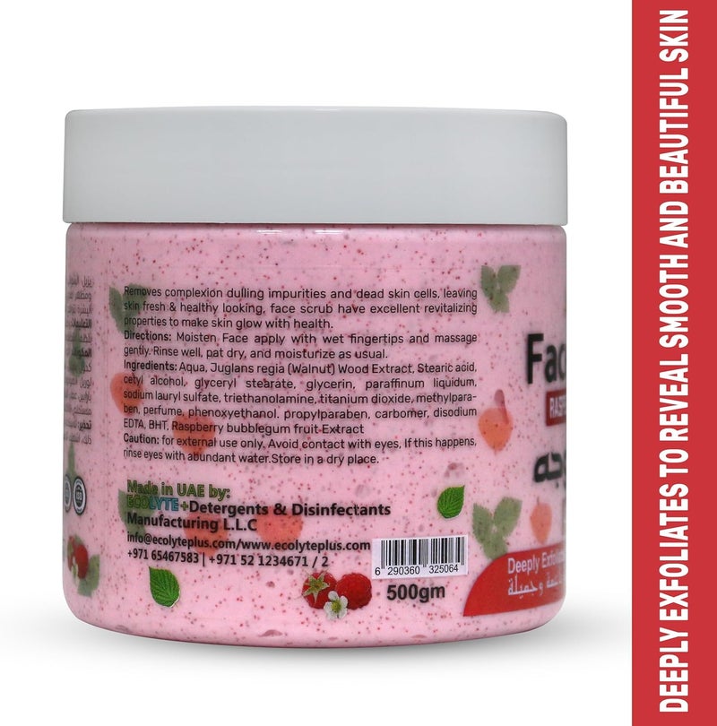 ECOLYTE+ La Parisienne Raspberry Bubblegum Face Scrub - 500 ml Exfoliating Scrub for Smooth and Glowing Skin - Image 3