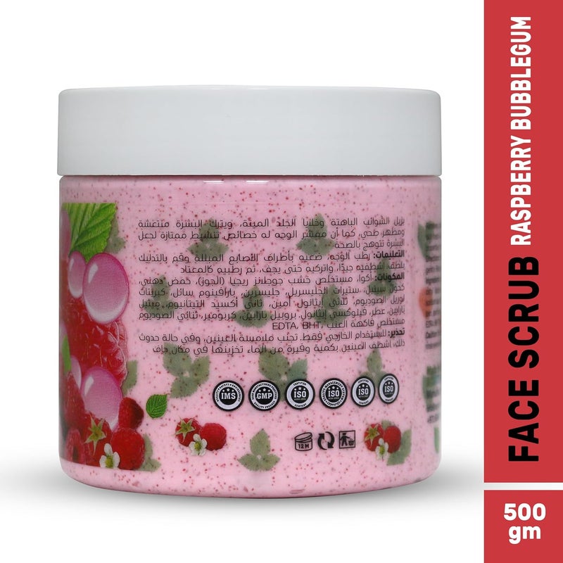 ECOLYTE+ La Parisienne Raspberry Bubblegum Face Scrub - 500 ml Exfoliating Scrub for Smooth and Glowing Skin - Image 2