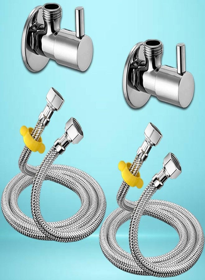 MLD Stainless Steel Connection Pipe For Hot And Cold With turbo Brass Angle Valve for Sink, Faucet, Toilet, Washbasin & Water Heater, Geyser GCP824 (18 inch) (Pipe With Valve) (combo) CPSSAV3317 - Image 1