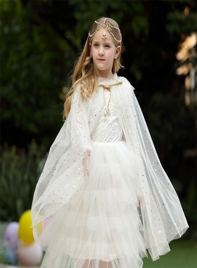 Loquat Girl Princess Draped In a Veil And Draped With a Aloak White  - Image 1