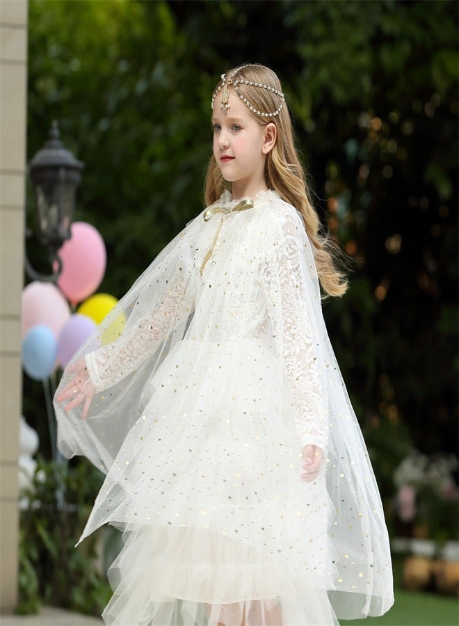 Loquat Girl Princess Draped In a Veil And Draped With a Aloak White  - Image 2