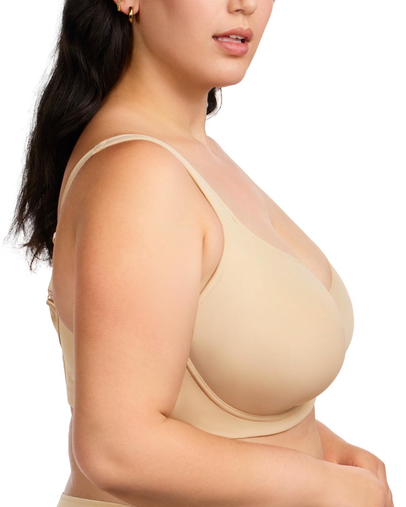 HSIA Bras for Women Minimizer Full Coverage, Plus Size T Shirt Unlined Underwire Smooth Bra, Seamless Cups Joan Ultimate Soft Beige - Image 4