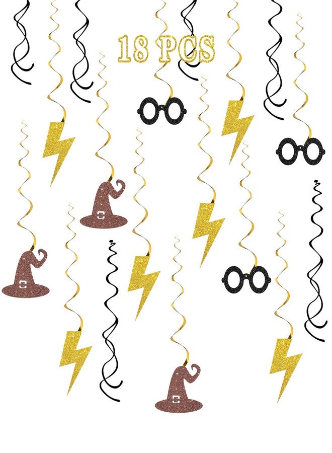 Maicaiffe Magic Theme Wizard Hanging Swirl Decorations - Glitter 18 Pcs Boy Birthday Party Supplies - Boys Girls Birthday Streamers - Halloween Party Foil Swirls Ceiling Decorations - Image 1