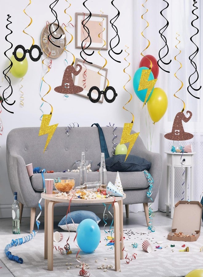 Maicaiffe Magic Theme Wizard Hanging Swirl Decorations - Glitter 18 Pcs Boy Birthday Party Supplies - Boys Girls Birthday Streamers - Halloween Party Foil Swirls Ceiling Decorations - Image 5