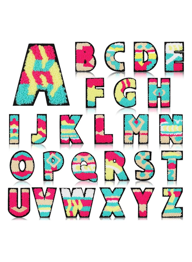 SYOSI 26 Pcs Letter Patch Iron on Chenille Iron on Varsity Letter Patch Chenille Embroidered Patch Applique Sewing Clothing Badges for Shirts Jackets Jeans Hats Bags Shoes - Image 1